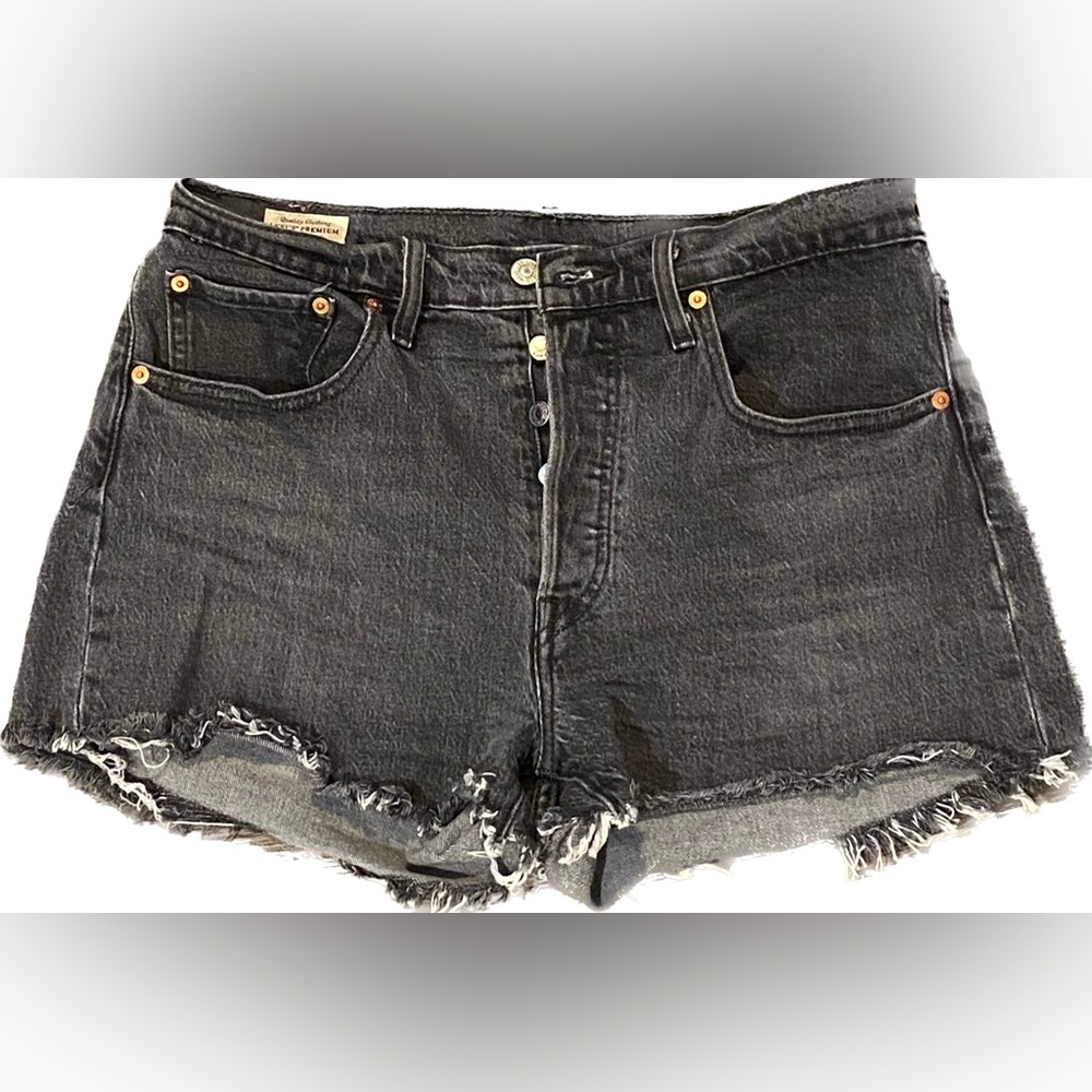 Black Distressed Jean Shorts